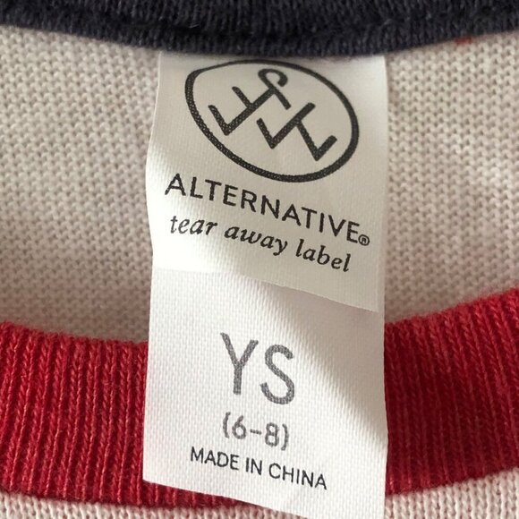 ALTERNATIVE Girls USA Raglan T-Shirt Stars Print Crew Neck Size YS 6-8 - Picture 5 of 7